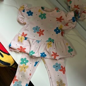 Floral Baby Outfit with Ruffle Hem